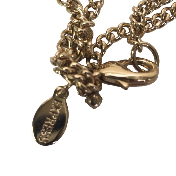 EXPRESS Pink Semi Precious Stone Pink Quartz Pendant Necklace Gold Tone 34" - Picture 6 of 6